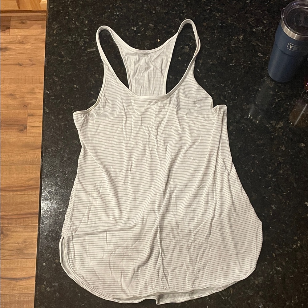 lululemon athletica Light Gray & White Striped Racerback Tank